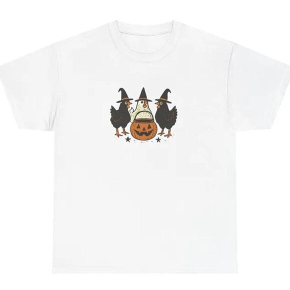 Tops - Funny Halloween Chickens Unisex Tee, Farm Animal Costume Shirt